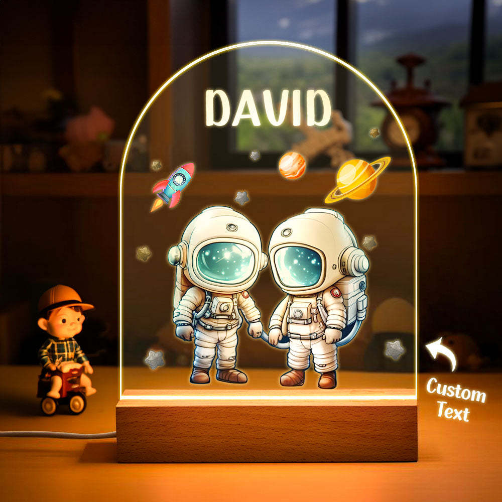 Custom Astronaut kids kids bedside lamp with Name Personalized Perfect Gift for Baby Kids with Star and Cloud Night light - mymoonlampau