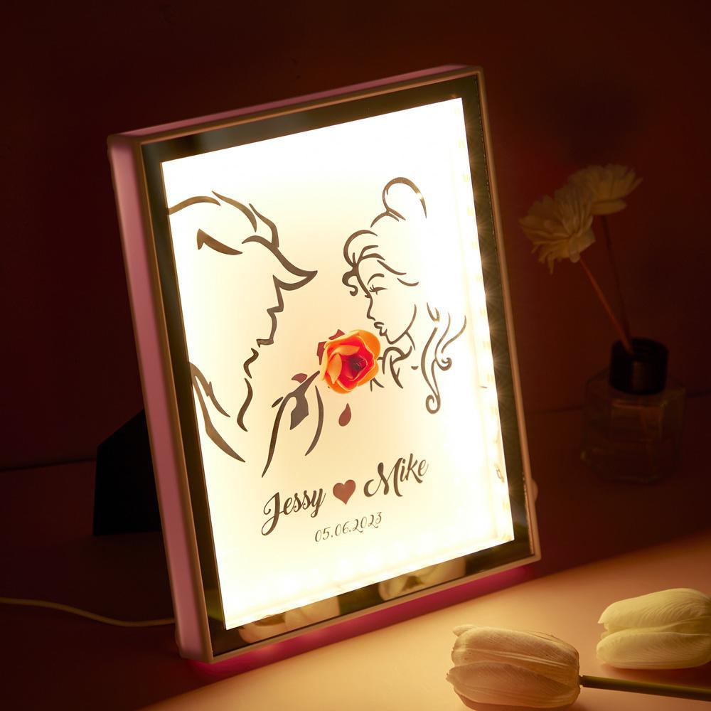 Custom Couple Photo Frame with Light Perfect Gift for Family Birthday Christmas Anniversary - mymoonlampau