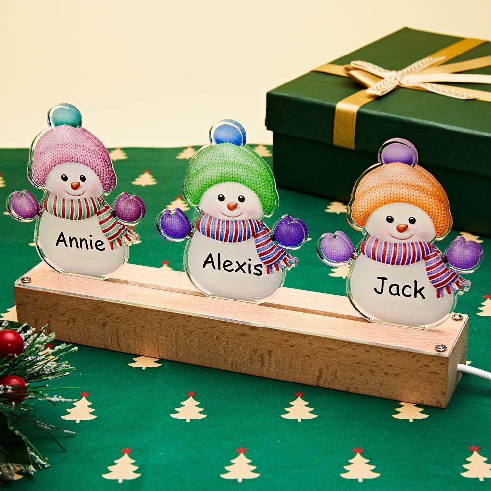 Personalized Christmas Night Light With Name Snowman Led Night Light Custom Christmas Gift Family Name Gift For Mom - mymoonlampau