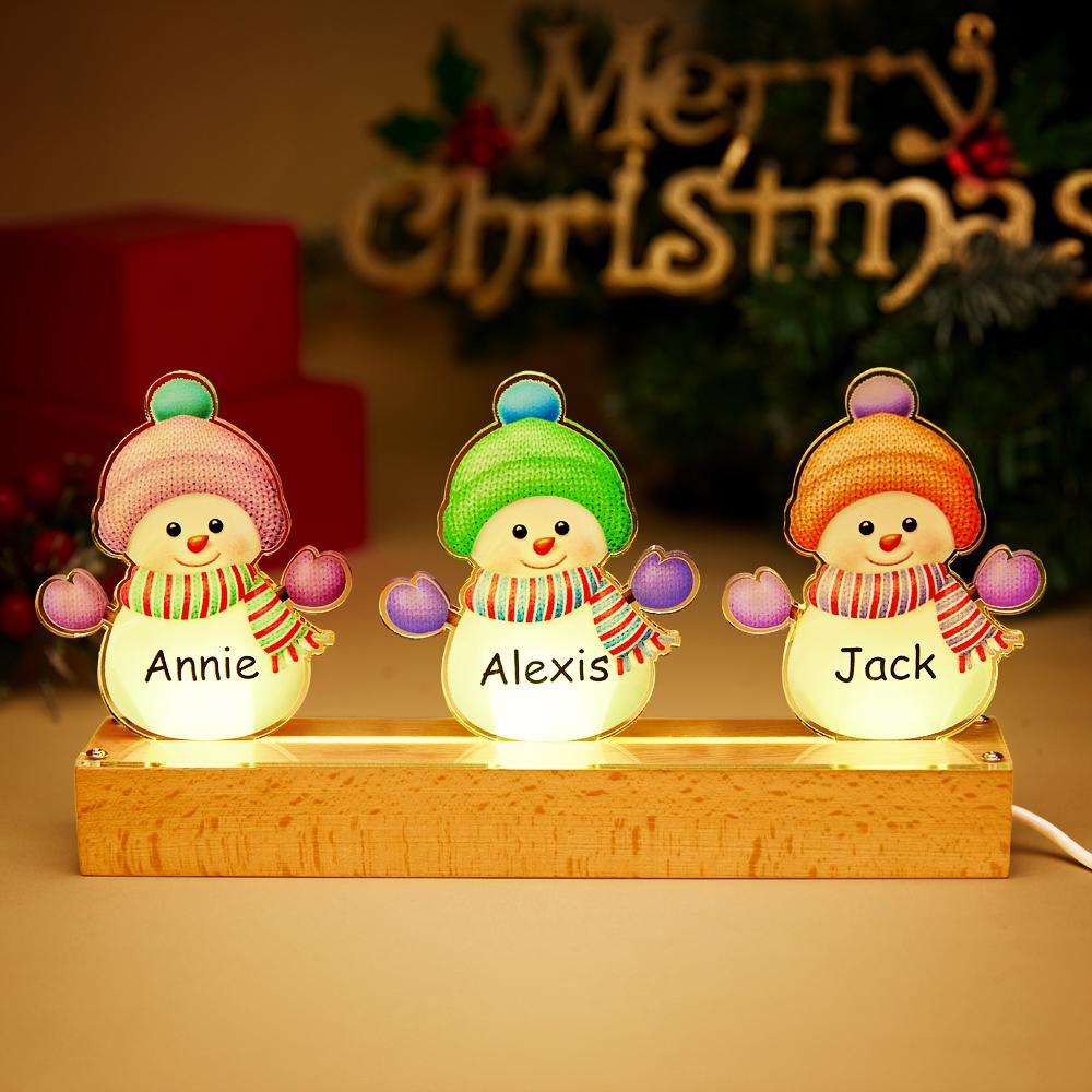 Personalized Christmas Night Light With Name Snowman Led Night Light Custom Christmas Gift Family Name Gift For Mom - mymoonlampau