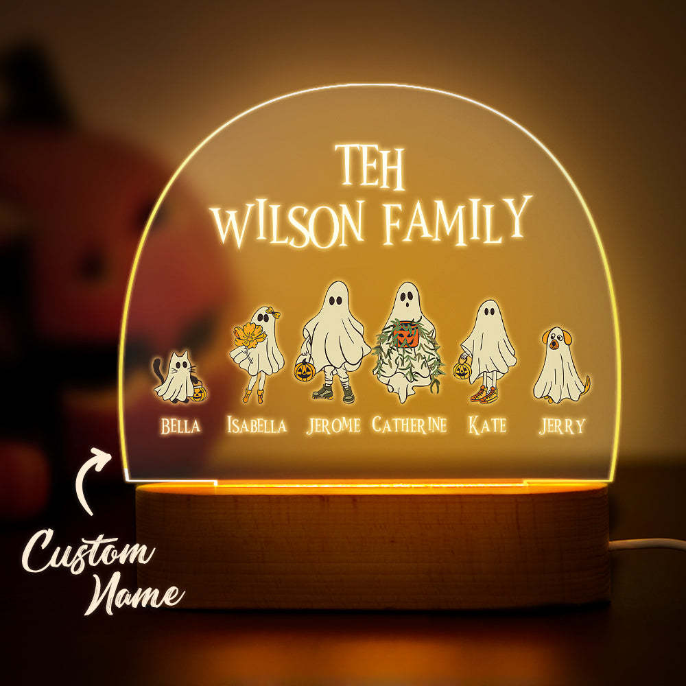 Personalised Halloween Night Light with Ghost Custom Family Name Lamp Halloween Decor Gift - mymoonlampau