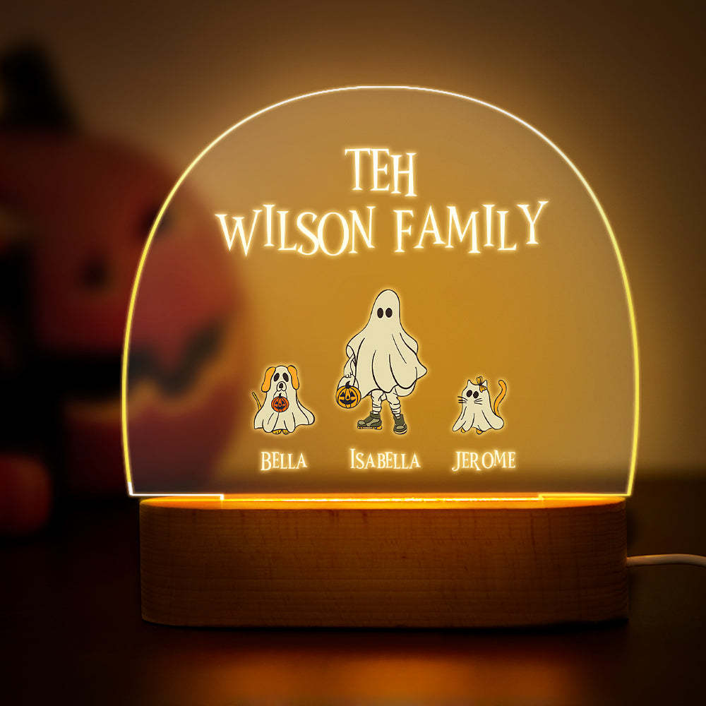 Personalised Halloween Night Light with Ghost Custom Family Name Lamp Halloween Decor Gift - mymoonlampau