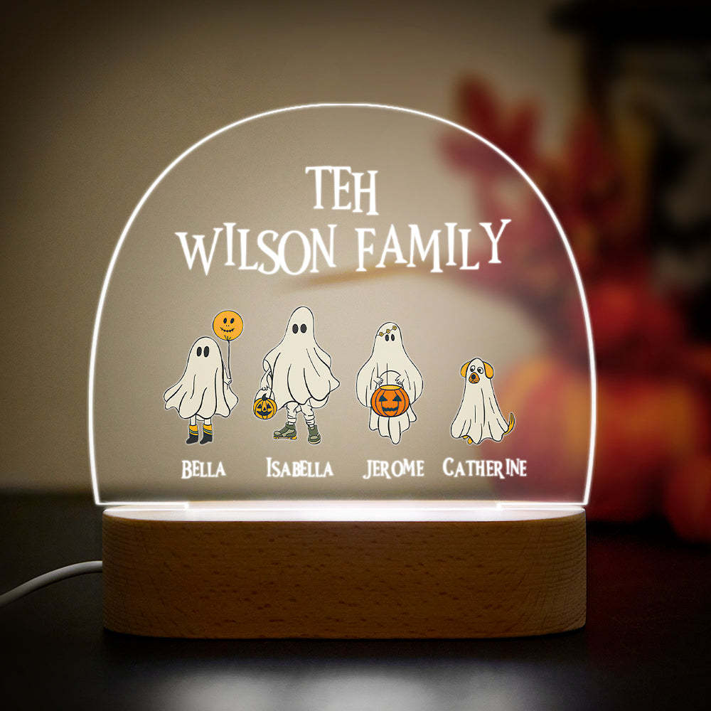 Personalised Halloween Night Light with Ghost Custom Family Name Lamp Halloween Decor Gift - mymoonlampau