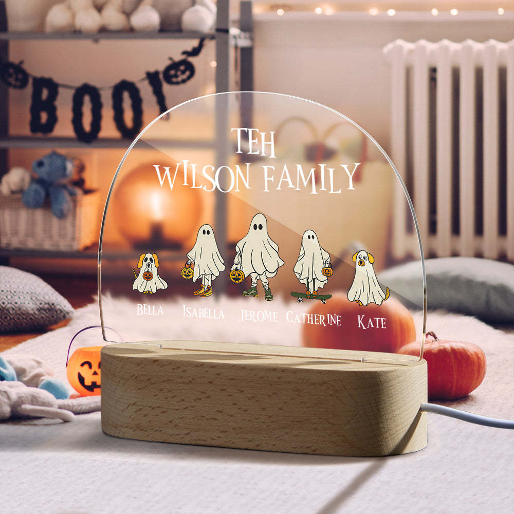 Personalised Halloween Night Light with Ghost Custom Family Name Lamp Halloween Decor Gift - mymoonlampau