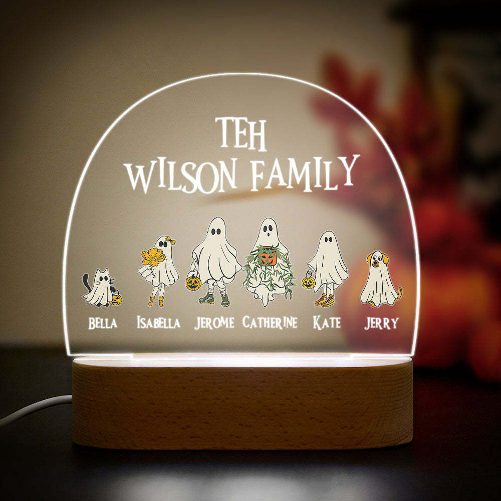 Personalised Halloween Night Light with Ghost Custom Family Name Lamp Halloween Decor Gift - mymoonlampau