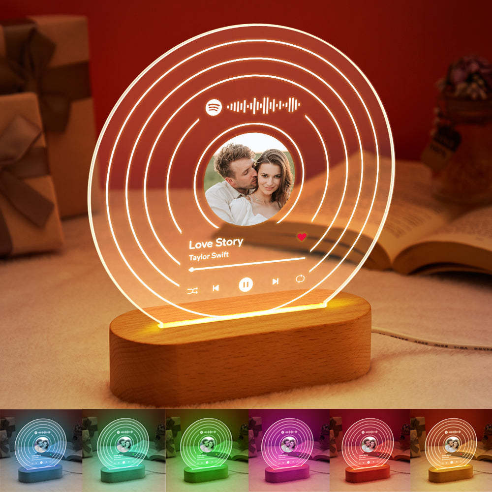 Custom Spotify Code Lamp Personalised Photo Song Plaque Night Light - mymoonlampau