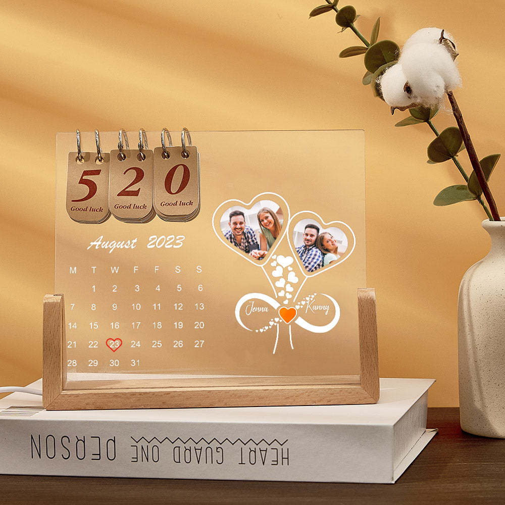Custom Infinity Heart Lamp Personalized Countdown Calendar Night Light - mymoonlampau