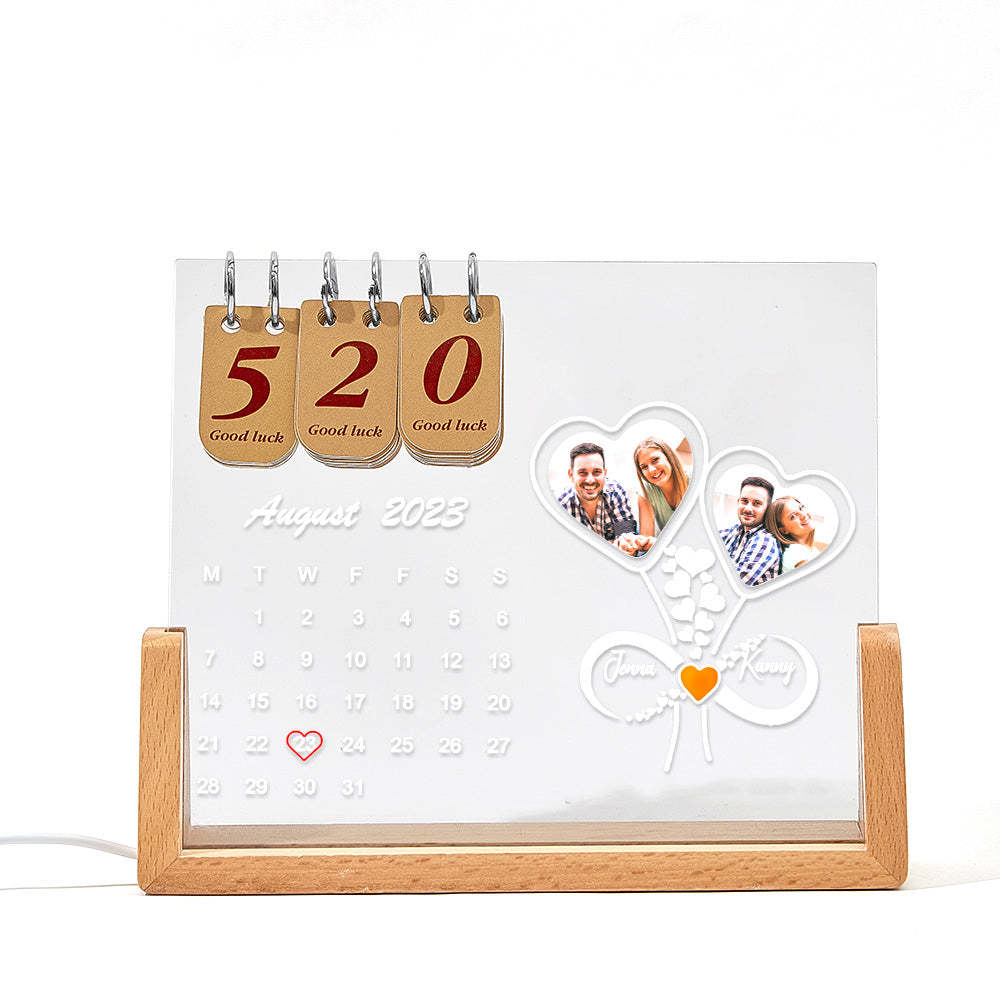 Custom Infinity Heart Lamp Personalized Countdown Calendar Night Light - mymoonlampau