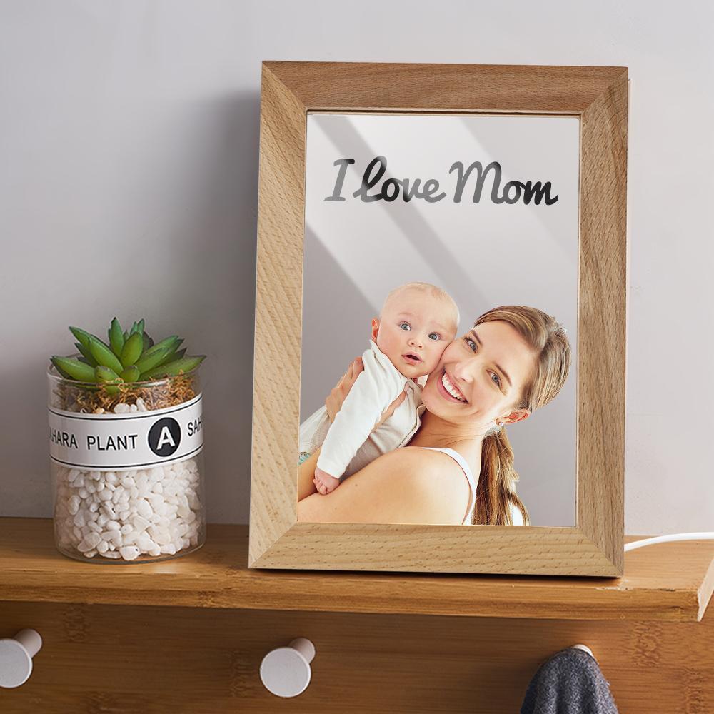 Custom Engraved Mother and Baby Photo Frame LED Night Light