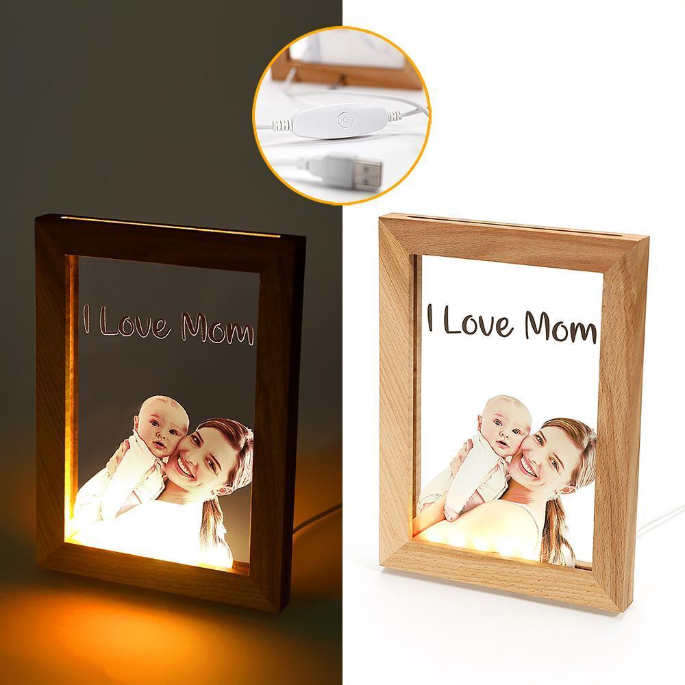 Custom Engraved Mother and Baby Photo Frame LED Night Light
