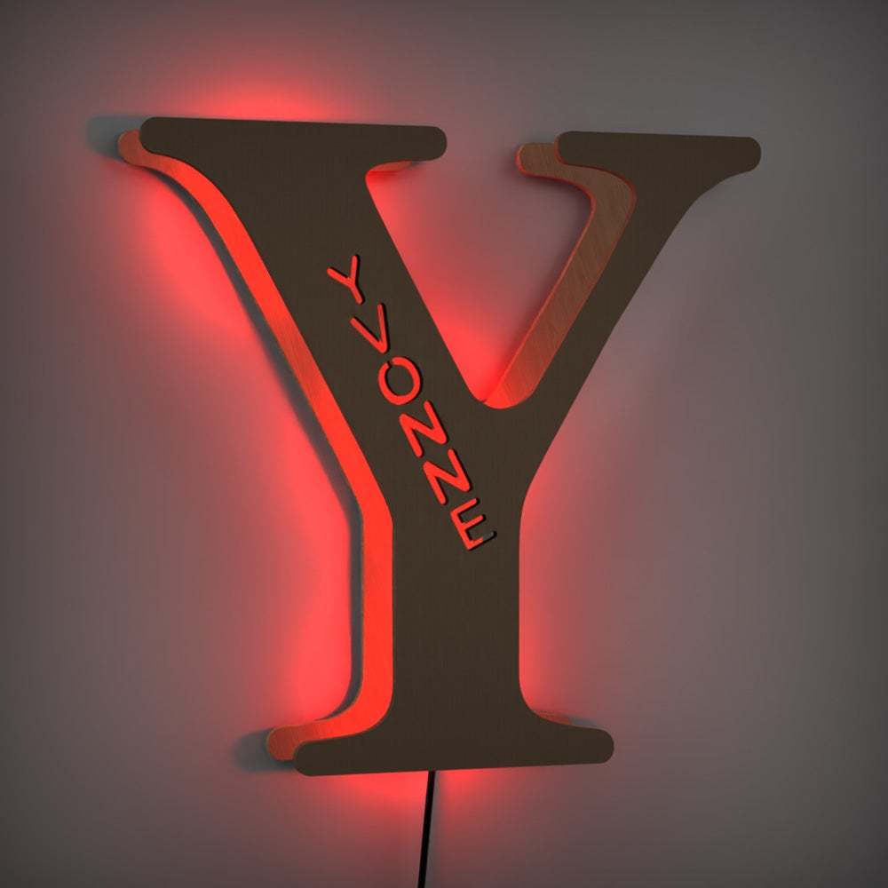 Custom Wooden Letter Y Lamp Name Sign Light Living Room Wall Decor Night Light