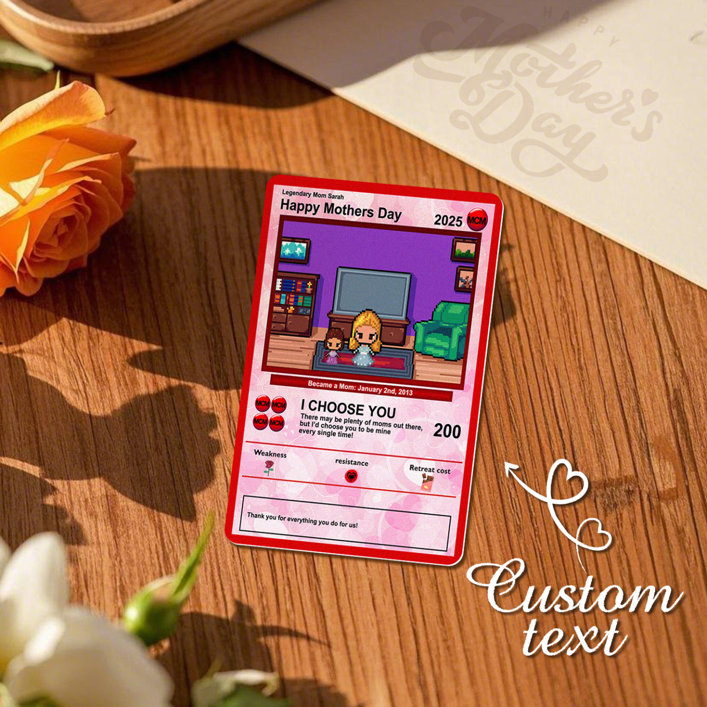 Custom Image Metal Cards Build Your Own Role Mother's Day Gift Memorable Keepsake - MyMoonLampAu