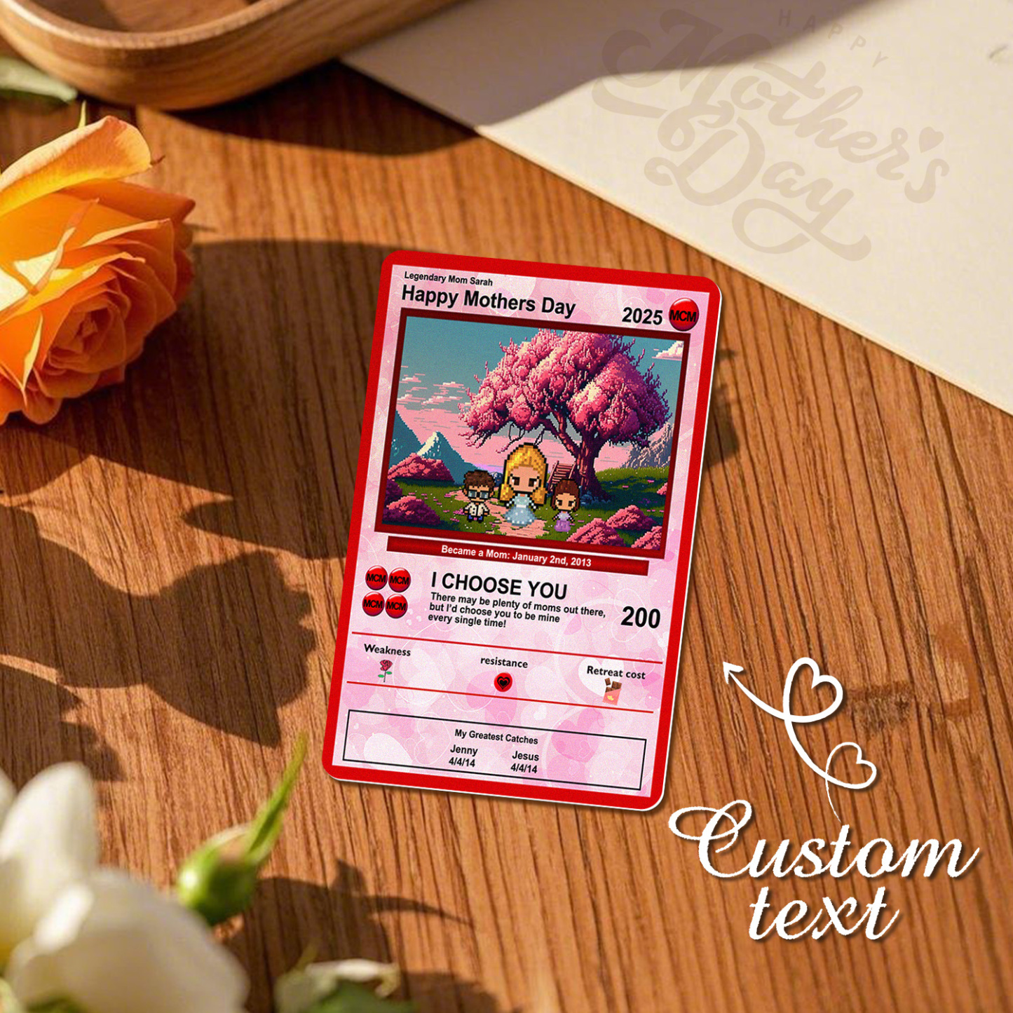 Custom Image Metal Cards Build Your Own Role Mother's Day Gift Memorable Keepsake - MyMoonLampAu