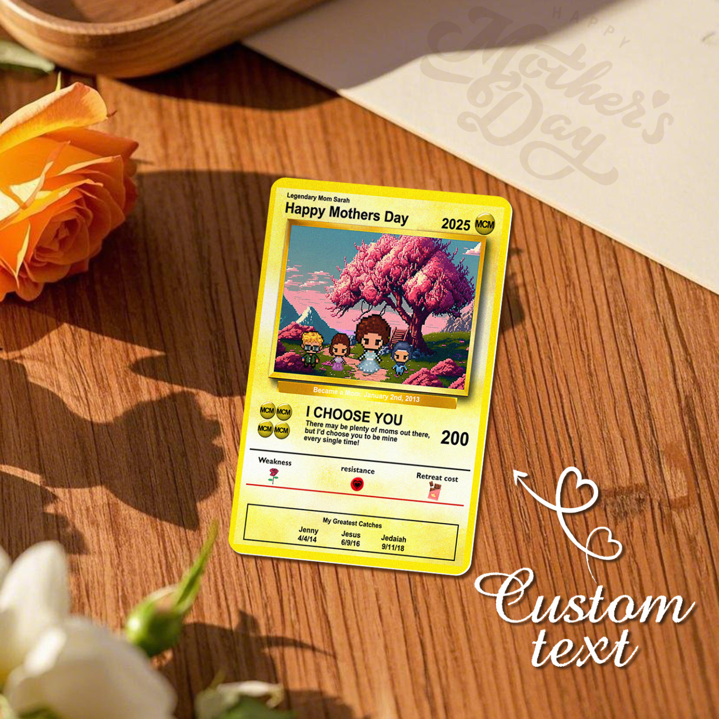 Custom Image Metal Cards Build Your Own Role Mother's Day Gift Memorable Keepsake - MyMoonLampAu