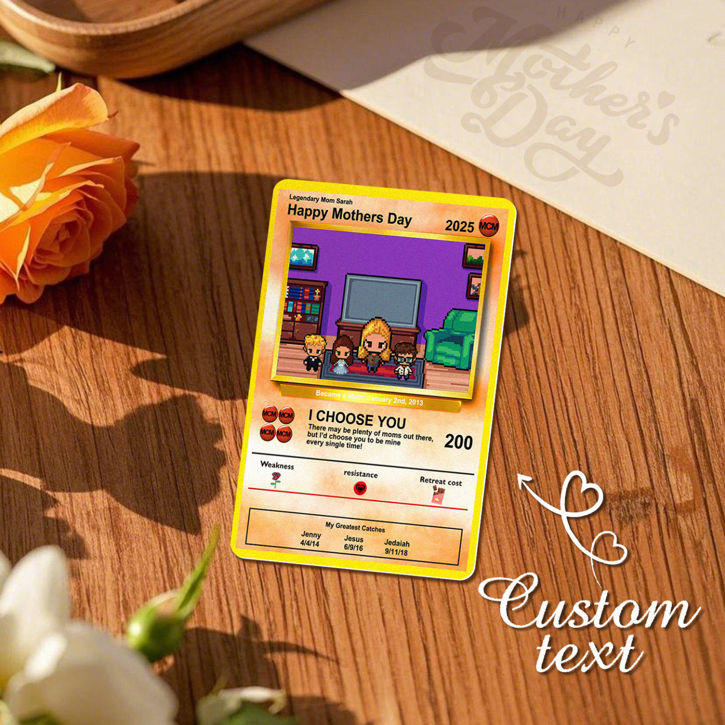 Custom Image Metal Cards Build Your Own Role Mother's Day Gift Memorable Keepsake - MyMoonLampAu