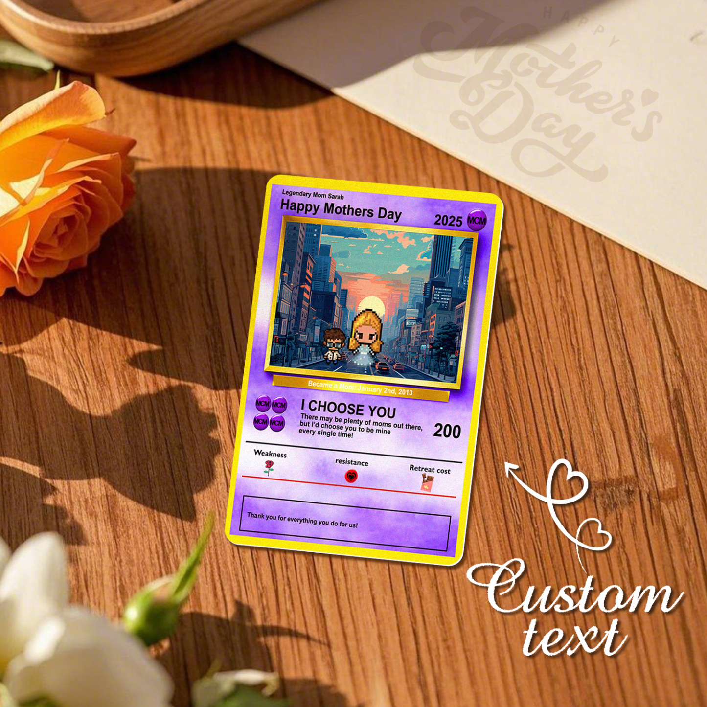 Custom Image Metal Cards Build Your Own Role Mother's Day Gift Memorable Keepsake - MyMoonLampAu