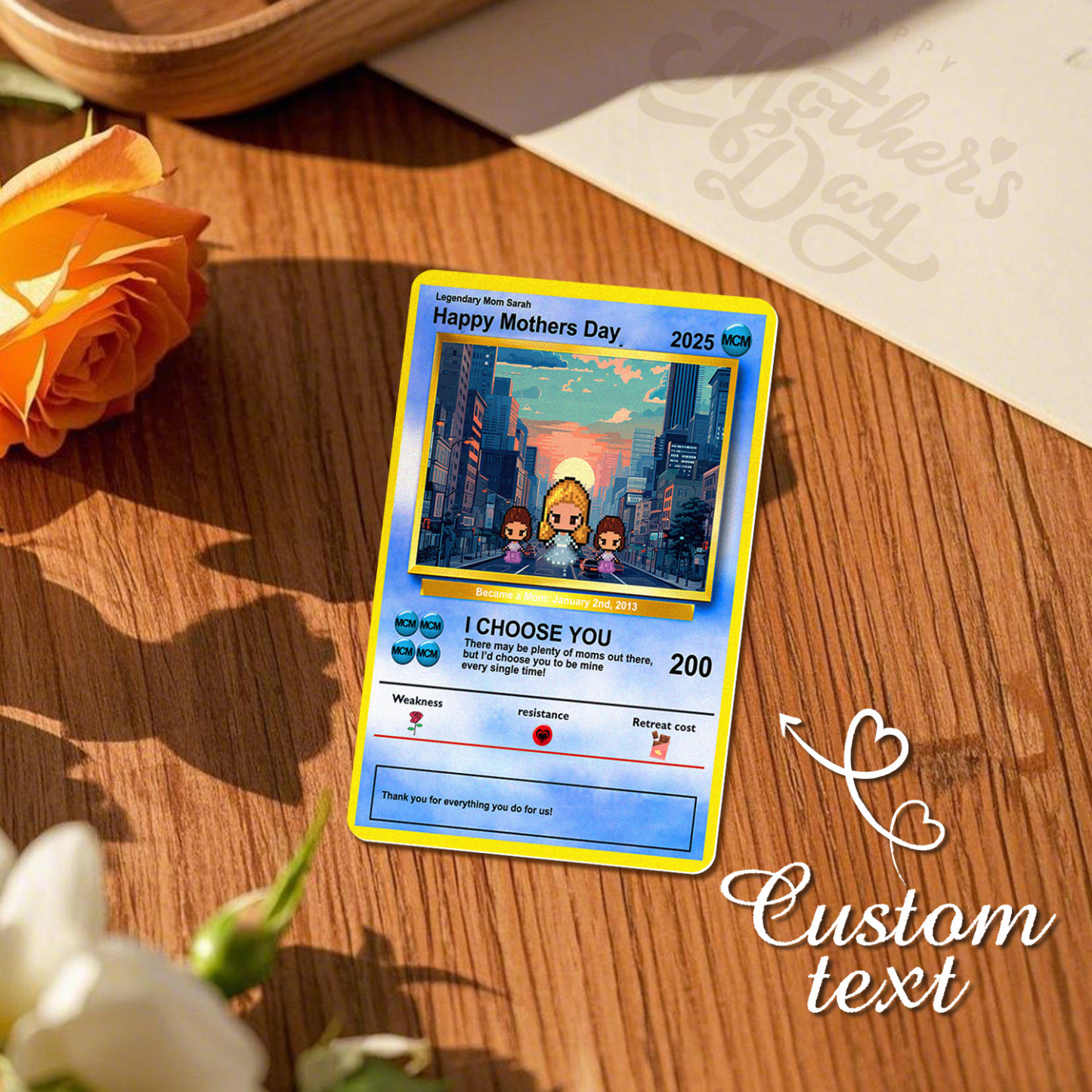 Custom Image Metal Cards Build Your Own Role Mother's Day Gift Memorable Keepsake - MyMoonLampAu