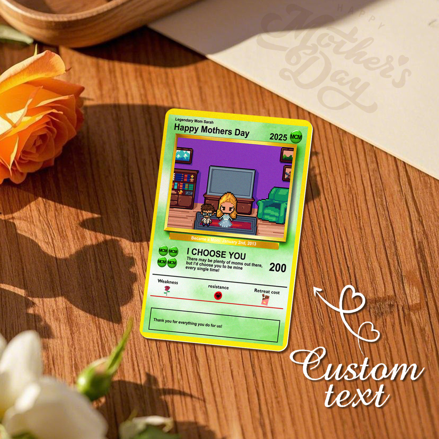 Custom Image Metal Cards Build Your Own Role Mother's Day Gift Memorable Keepsake - MyMoonLampAu