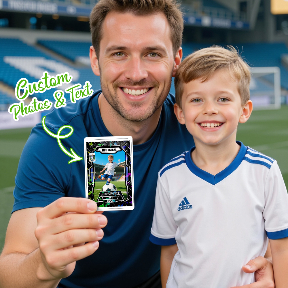 Custom Poke Kids Card Sport Portrait from Photo Personalized Sports-Themed Trainer Card with Custom Name & Stats Unique Gift for Athletes & Fans - MyMoonLampAu