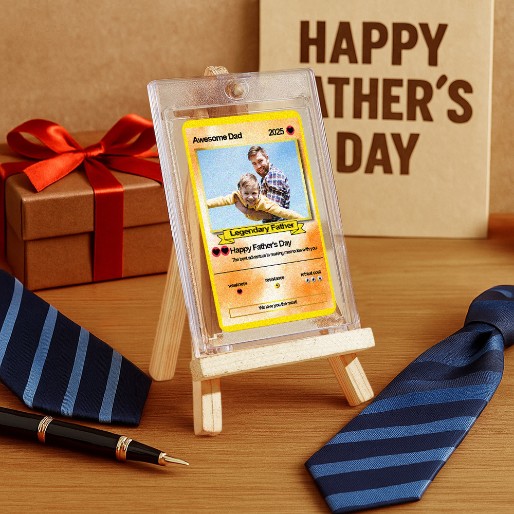 Custom Father's Day Poke Card Personalized Game Inspired Card Gift for Dad Father's Day Keepsake - MyMoonLampAu
