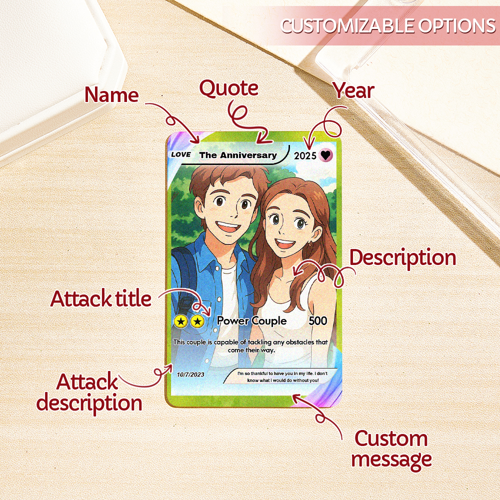 Custom Card Personalised Trading Card Gift For Him/Her or Couples. Unique Magnet Replica Cards. Birthdays, Anniversary Day - MyMoonLampAu