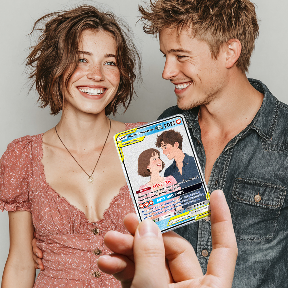 Personalized Poke Card Anime Acrylic Card for Couple Card Hologram Ornament Anniversary Gift - MyMoonLampAu