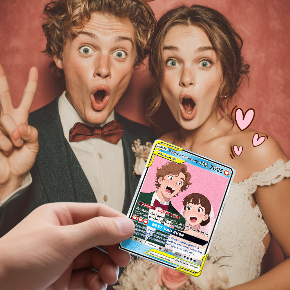 Personalized Poke Card Anime Acrylic Card for Couple Card Hologram Ornament Anniversary Gift - MyMoonLampAu