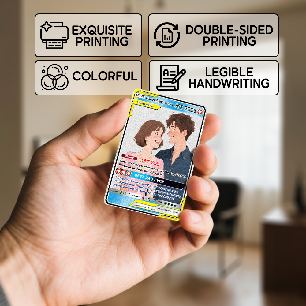 Personalized Poke Card Anime Acrylic Card for Couple Card Hologram Ornament Anniversary Gift - MyMoonLampAu