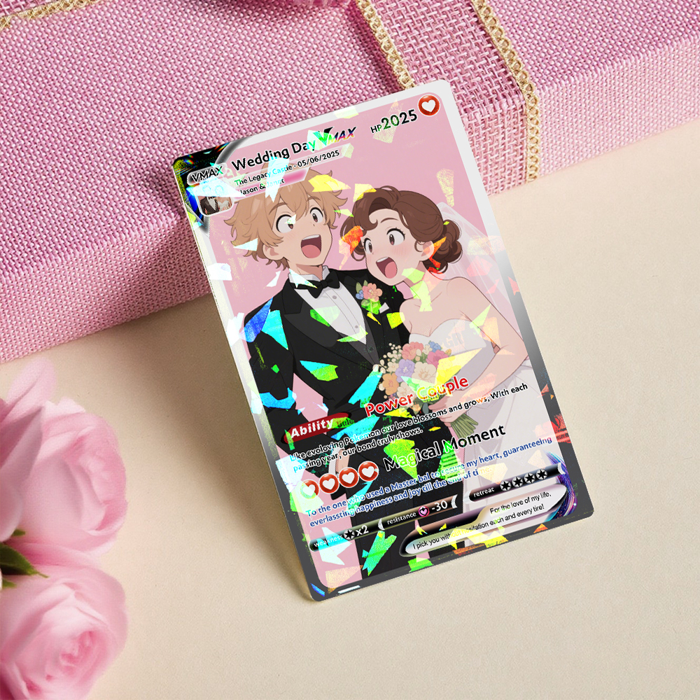 Personalized Poke Card Anime Acrylic Card for Couple Legendary Card Hologram Ornament Anniversary Gift - MyMoonLampAu
