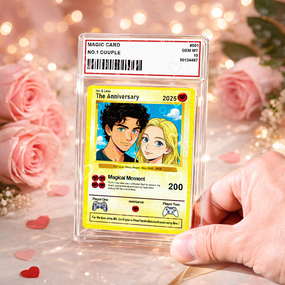 Personalized Valentine's Day Power Couple Card, Custom Anniversary Card Couple Photo Anime Style, Best Valentine's Day Gift for Lover - MyMoonLampAu