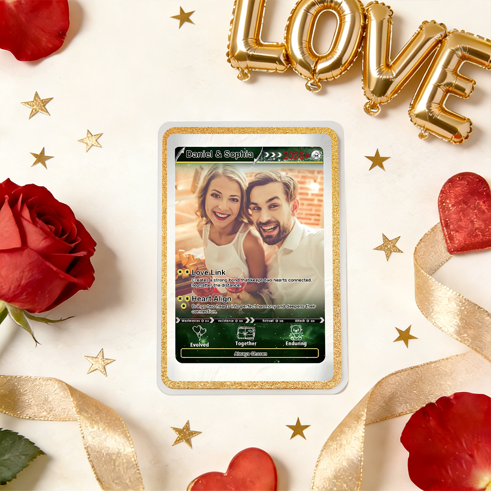 Personalized Valentine's Day Power Couple Card, Custom Anniversary Card Couple Photo Anime Style, Best Valentine's Day Gift for Lover - MyMoonLampAu