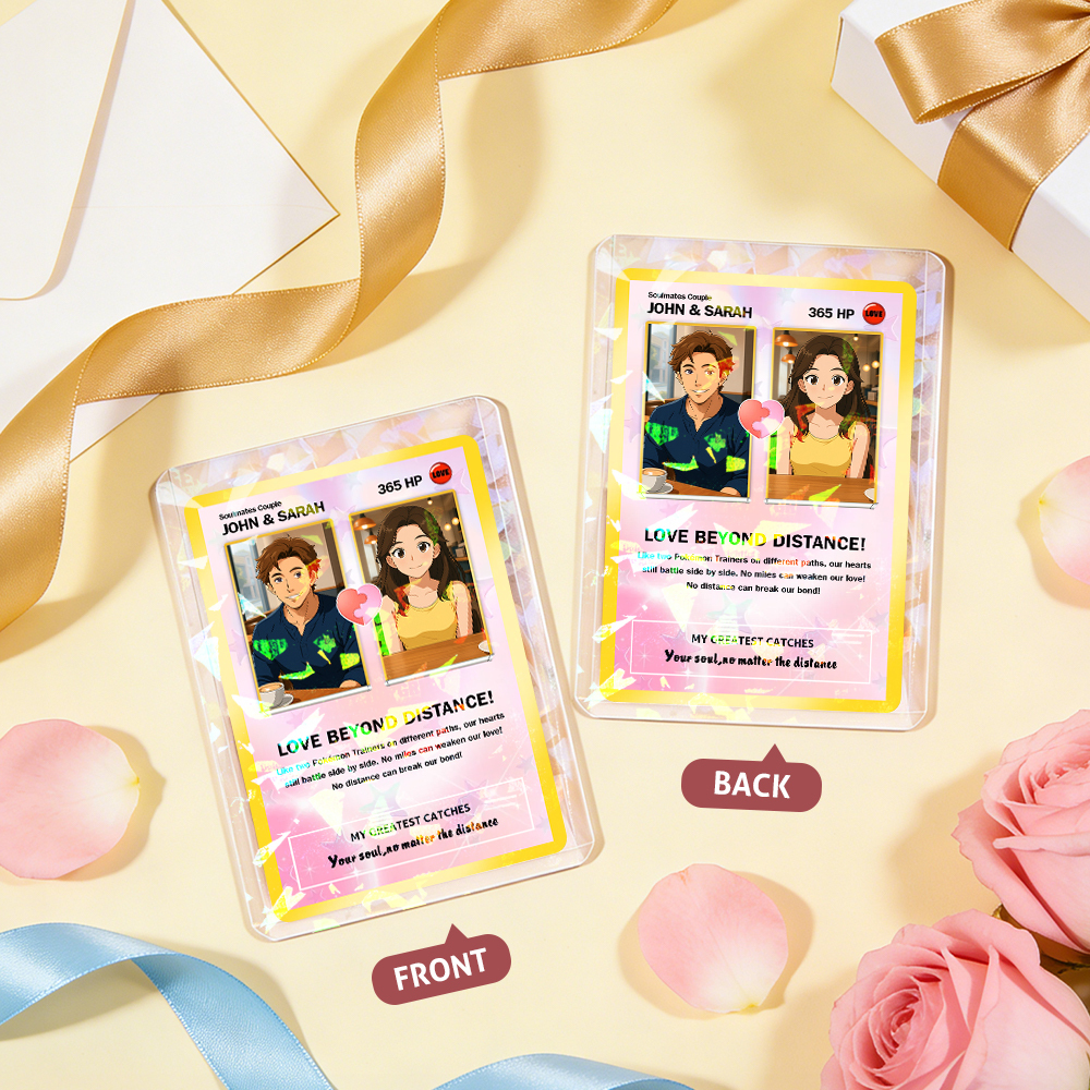 Custom Gift for Couples Photo and Text Card Personalized Anniversary Keepsake Card LOVE BEYOND DISTANCE Style Gift - MyMoonLampAu