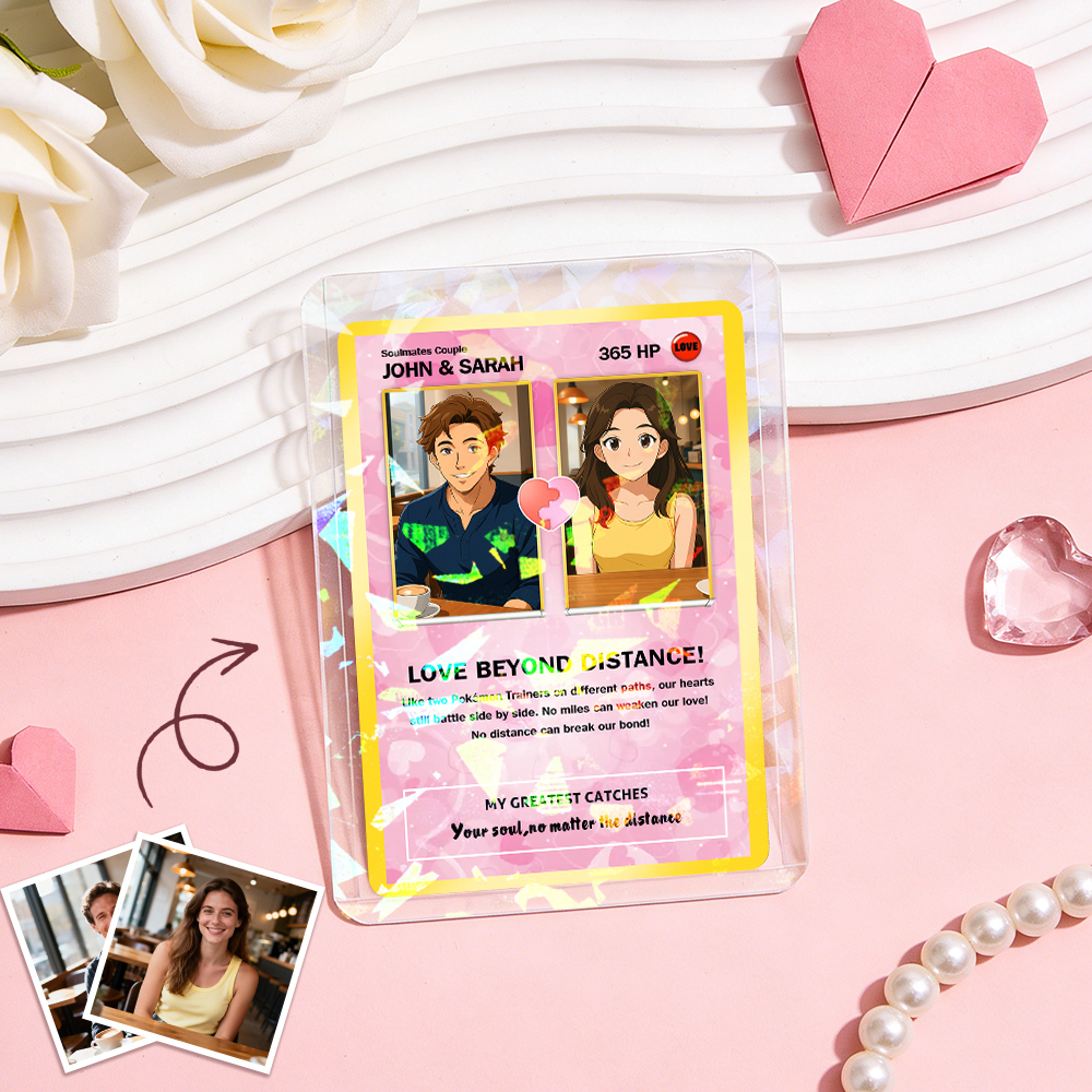 Custom Gift for Couples Photo and Text Card Personalized Anniversary Keepsake Card LOVE BEYOND DISTANCE Style Gift - MyMoonLampAu