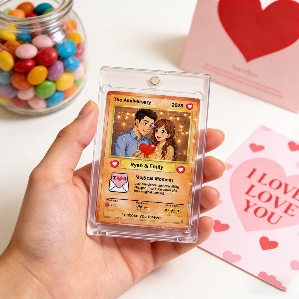 Custom Couple Card Romantic Anniversary Gift for Couple Trading Cards Keepsake Couple Photo Cute Style Card - MyMoonLampAu