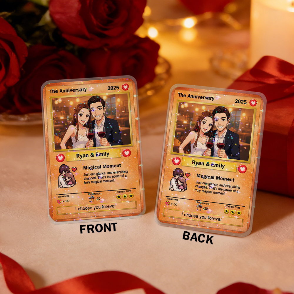 Custom Couple Card Romantic Anniversary Gift for Couple Trading Cards Keepsake Couple Photo Cute Style Card - MyMoonLampAu