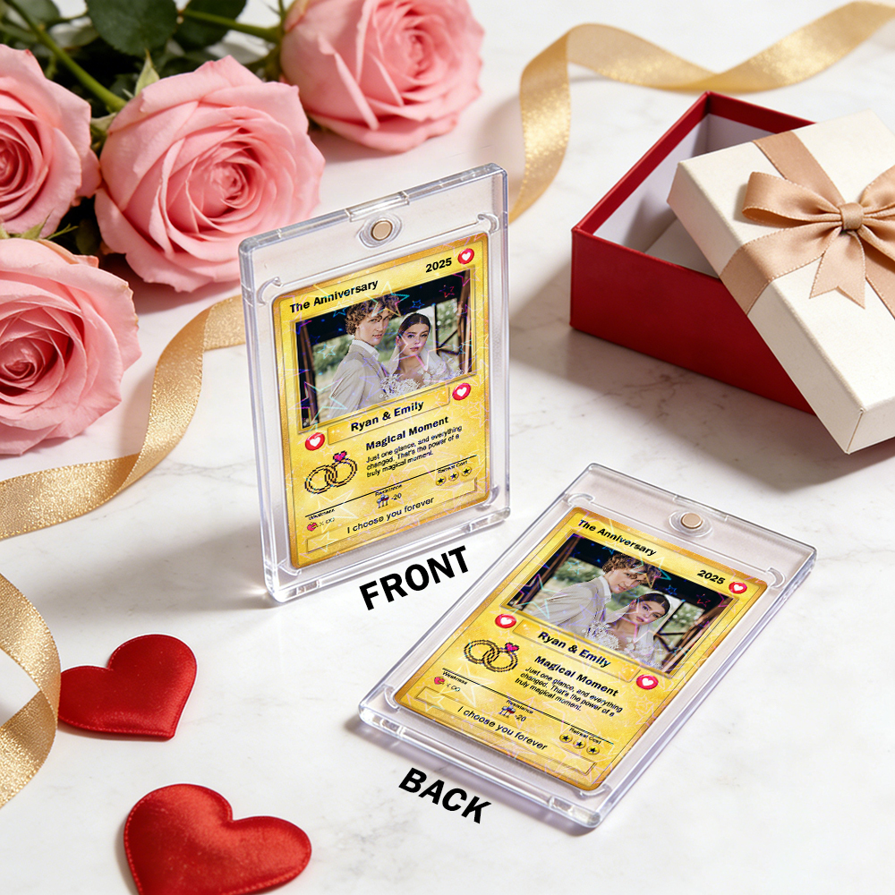 Custom Couple Card Romantic Anniversary Gift for Couple Trading Cards Keepsake Couple Photo Cute Style Card - MyMoonLampAu
