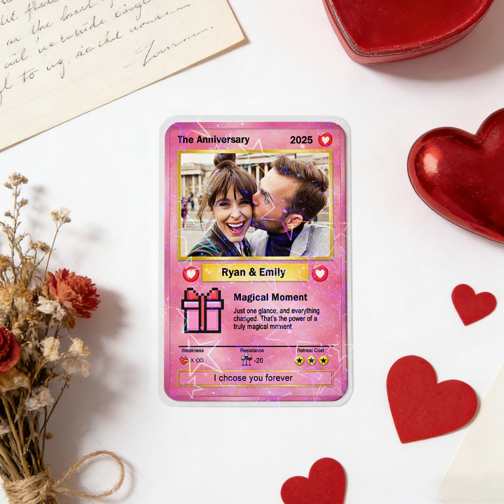 Custom Couple Card Romantic Anniversary Gift for Couple Trading Cards Keepsake Couple Photo Cute Style Card - MyMoonLampAu