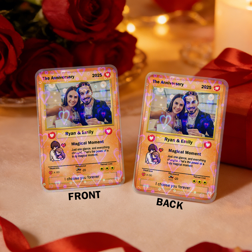 Custom Couple Card Romantic Anniversary Gift for Couple Trading Cards Keepsake Couple Photo Cute Style Card - MyMoonLampAu