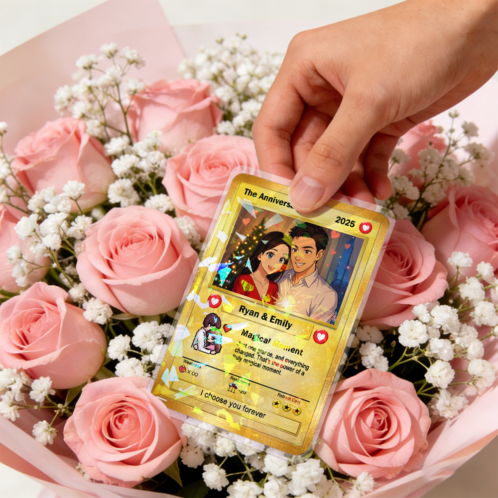 Custom Poke Card for Couple Anime-Inspired Aesthetic Pocket Gift Personalized Trading Cards Anniversary Valentine Gift Idea - MyMoonLampAu