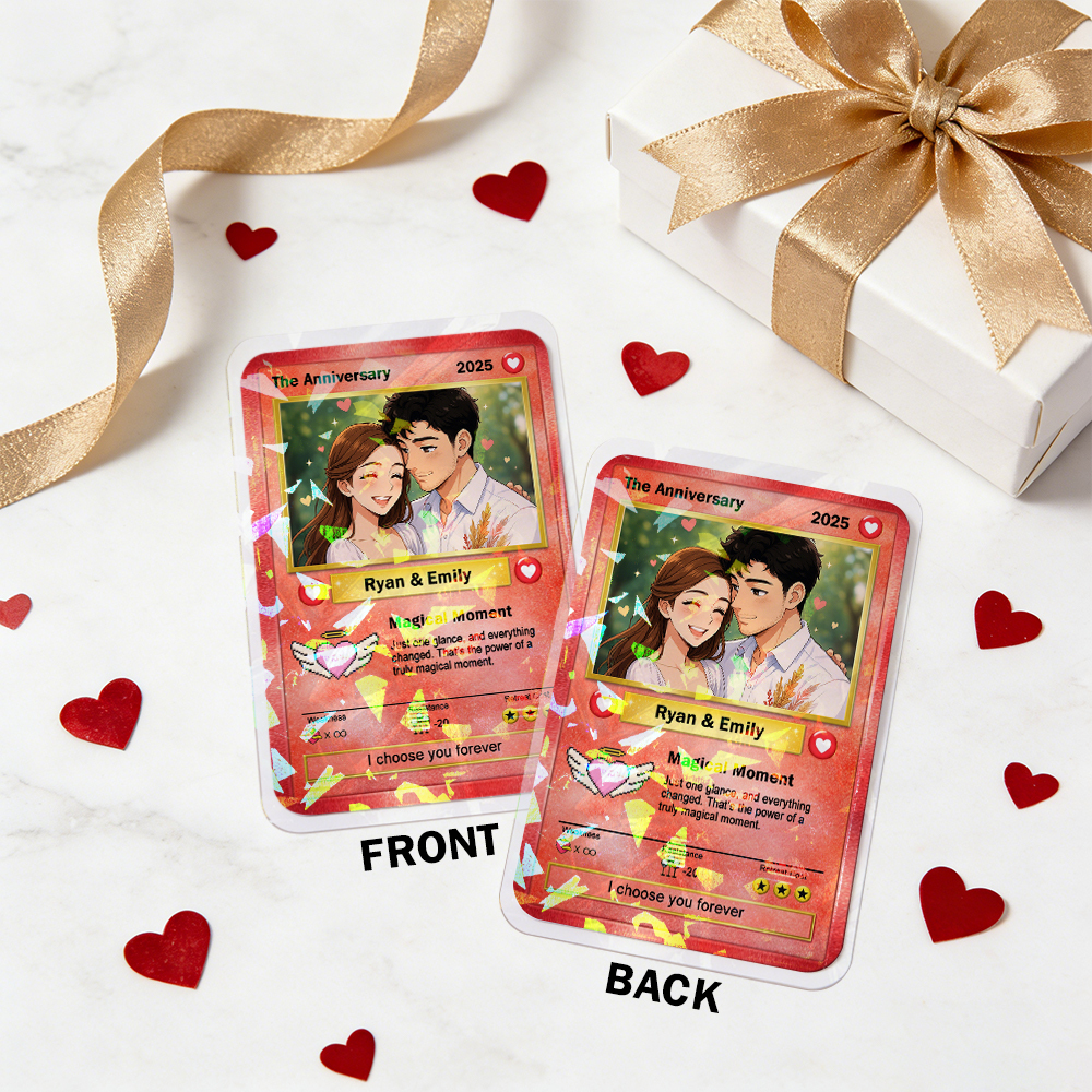 Custom Poke Card for Couple Anime-Inspired Aesthetic Pocket Gift Personalized Trading Cards Anniversary Valentine Gift Idea - MyMoonLampAu