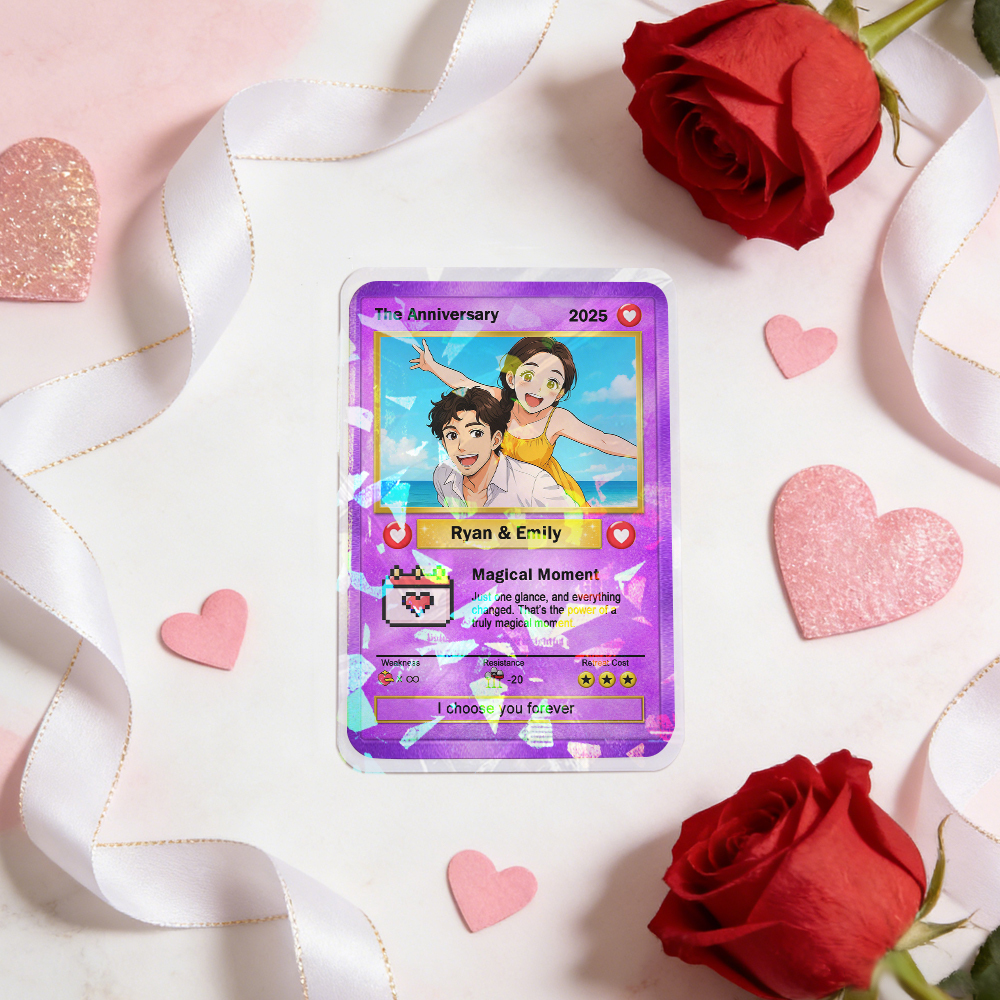 Custom Poke Card for Couple Anime-Inspired Aesthetic Pocket Gift Personalized Trading Cards Anniversary Valentine Gift Idea - MyMoonLampAu