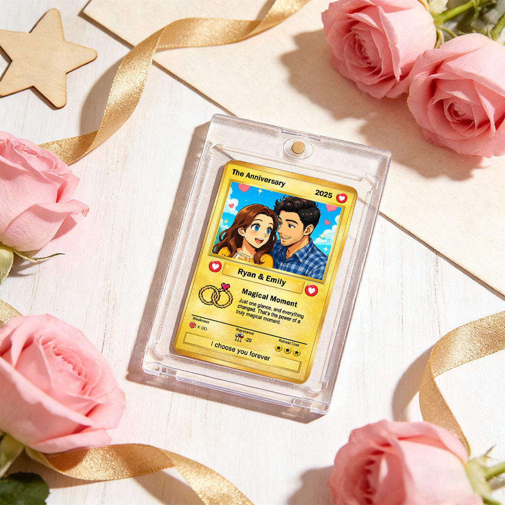 Custom Poke Card for Couple Anime-Inspired Aesthetic Pocket Gift Personalized Trading Cards Anniversary Valentine Gift Idea - MyMoonLampAu