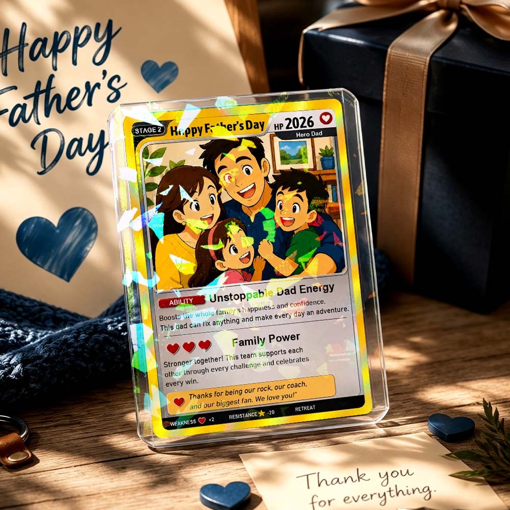 Happy Father’s Day Anime Trading Card Gift for Dad, Personalized Anime Fan Collectible Card, Custom Father’s Day Keepsake Gift, Pkm Card - MyMoonLampAu