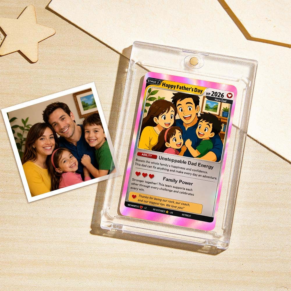 Happy Father’s Day Anime Trading Card Gift for Dad, Personalized Anime Fan Collectible Card, Custom Father’s Day Keepsake Gift, Pkm Card - MyMoonLampAu