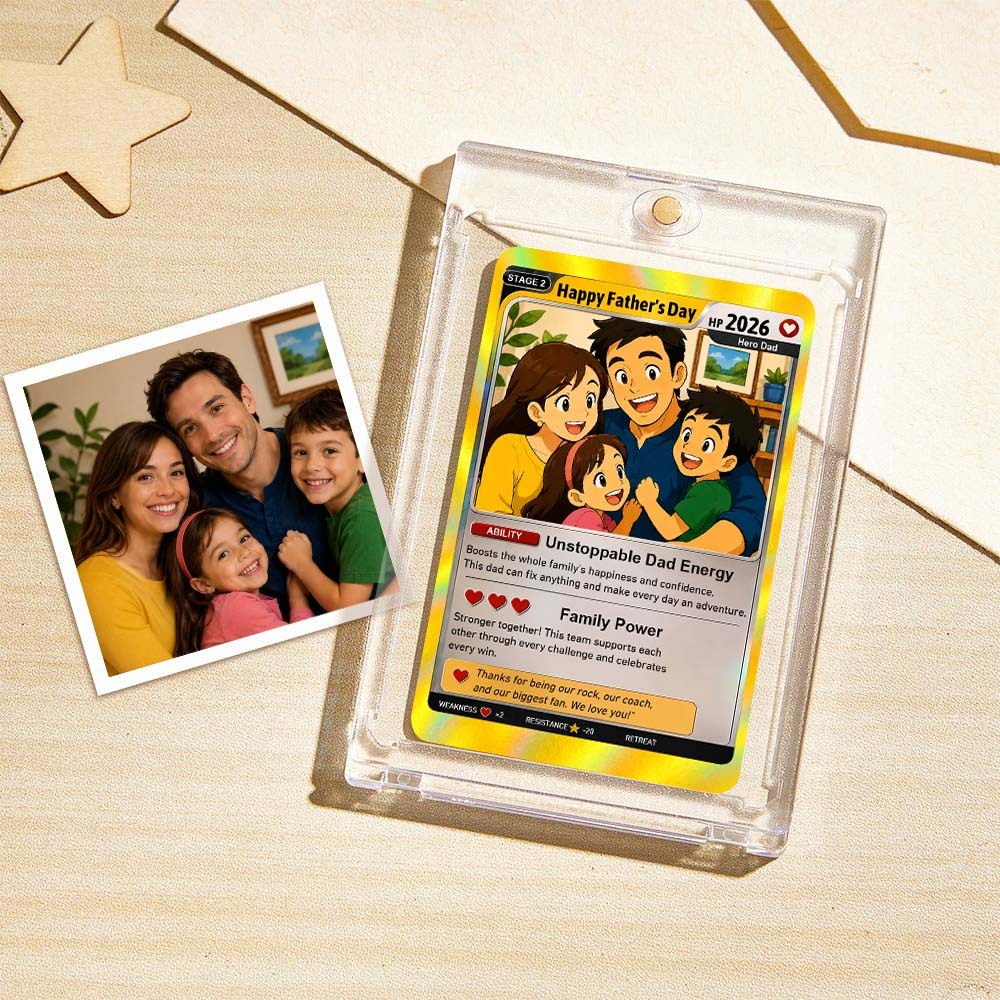 Happy Father’s Day Anime Trading Card Gift for Dad, Personalized Anime Fan Collectible Card, Custom Father’s Day Keepsake Gift, Pkm Card - MyMoonLampAu
