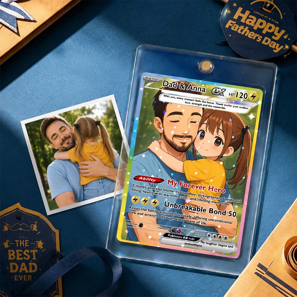 Father's Day Card | Custom Photo Art Card | Best Dad Wallet Card | Custom Trading Card Personalized Gift for Dad | Gift From Kids | New Dad Gift - MyMoonLampAu