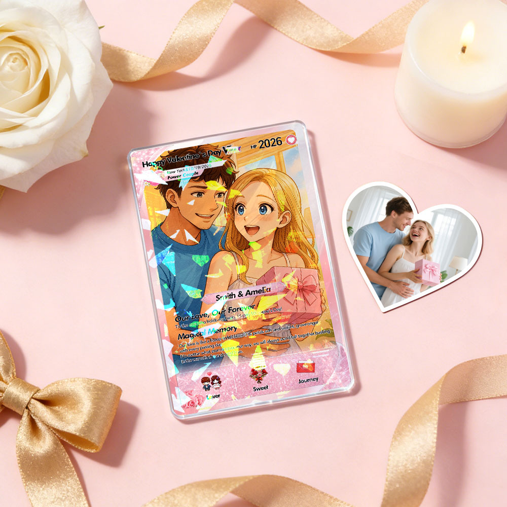Personalized Poke Valentine s Day Card, Custom Photo Anime Couple Card, Wedding & Anniversary Gift for Him Her, Boyfriend Gift - MyMoonLampAu
