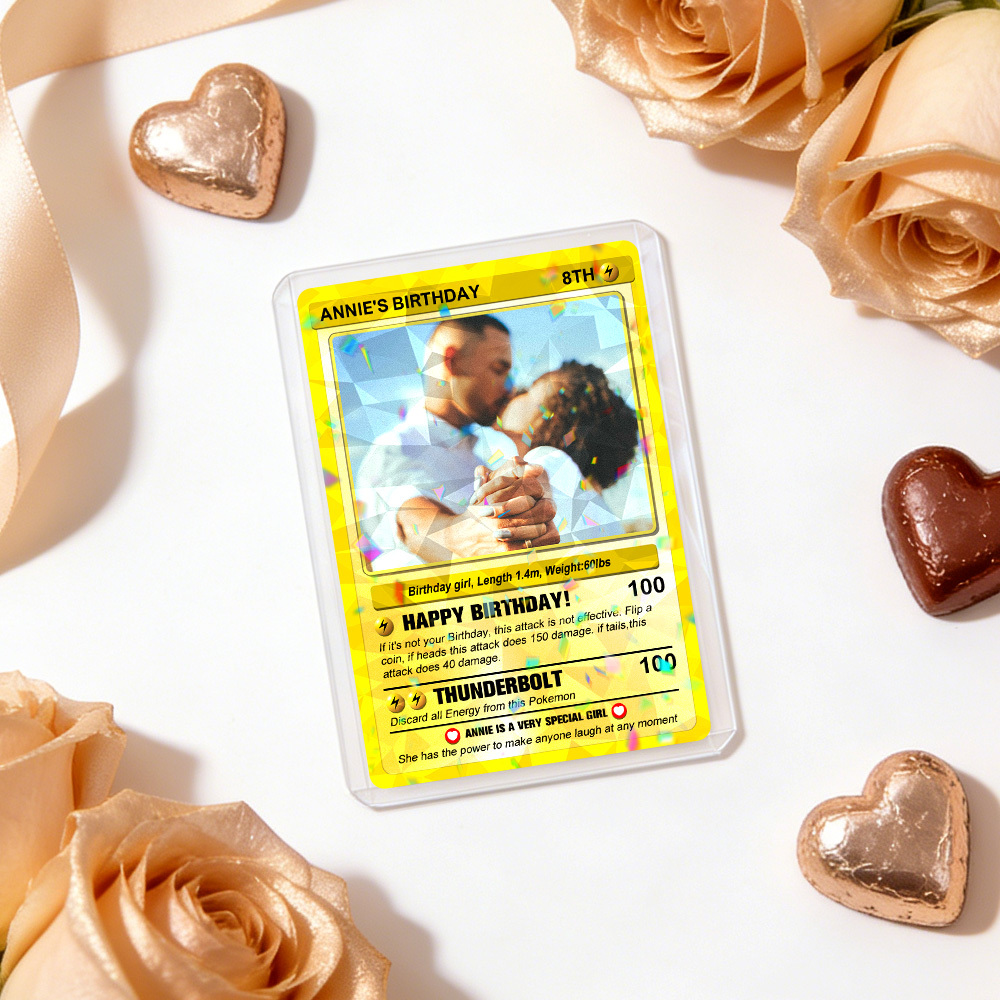Personalized Poke Card in Birthday, Birthday Wallet Card, Birthday Photo Card from Kids, Custom Poke Anniversary Card, Happy Birthday Gift - MyMoonLampAu