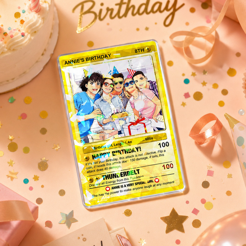 Personalized Poke Card in Birthday, Birthday Wallet Card, Birthday Photo Card from Kids, Custom Poke Anniversary Card, Happy Birthday Gift - MyMoonLampAu