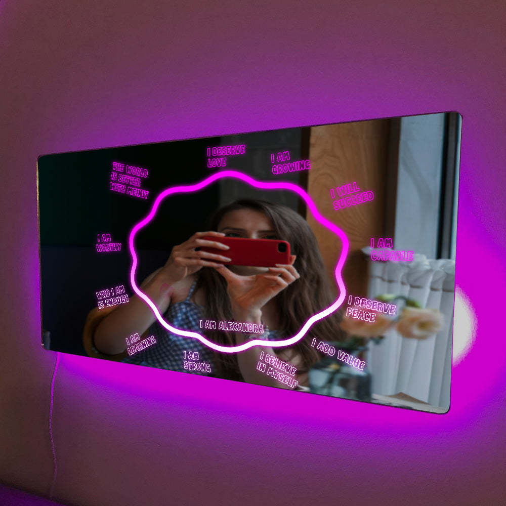 Personalized Affirmation Mirror Night Light Bedroom Decor - mymoonlampau